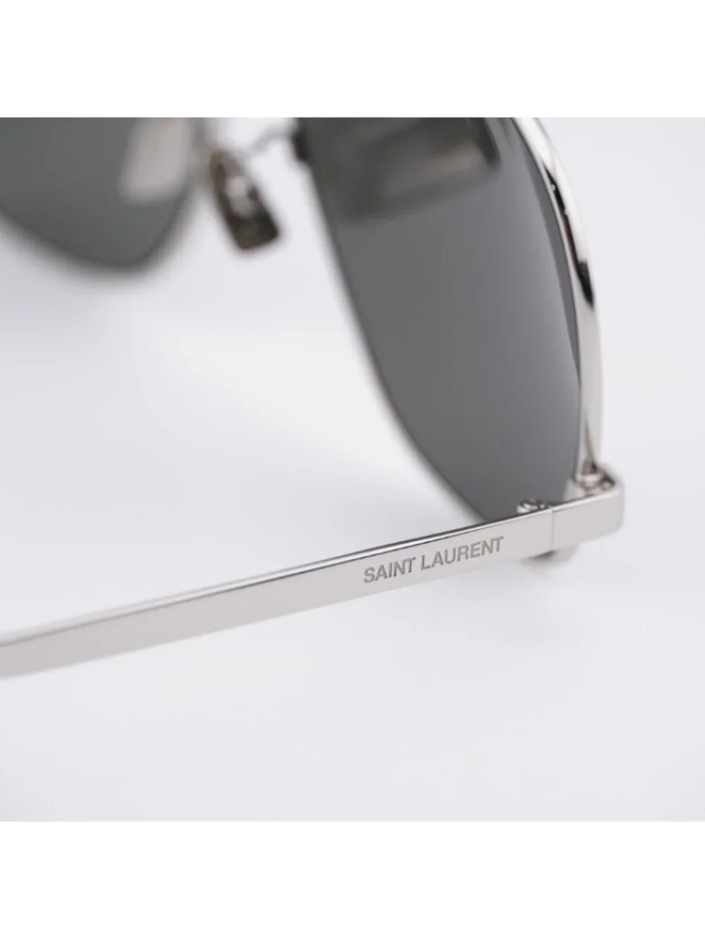 Saint Laurent SL653/F LEON 001 Sunglasses Silver Aviator Frame, Grey Lenses